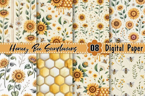 Bringing Nature's Warmth to Your Projects with Honey Bee Sunflowers Digital Paper