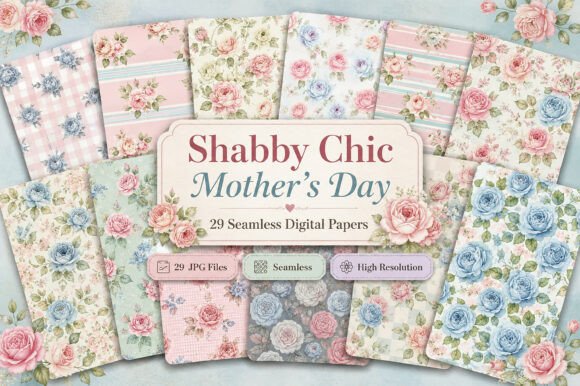Capturing Timeless Elegance with Shabby Chic Mother's Day Digital Paper
