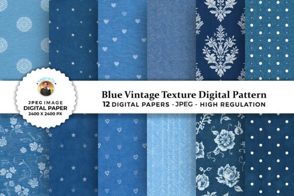 Denim Blue Vintage Texture Digital Paper Guide