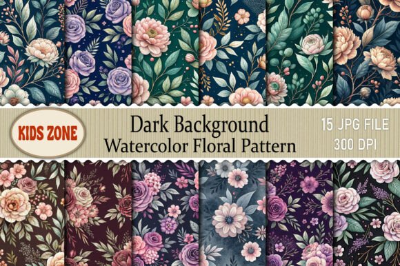 Evaluating Dark Background Watercolor Floral Patterns for Professional and Creative Projects