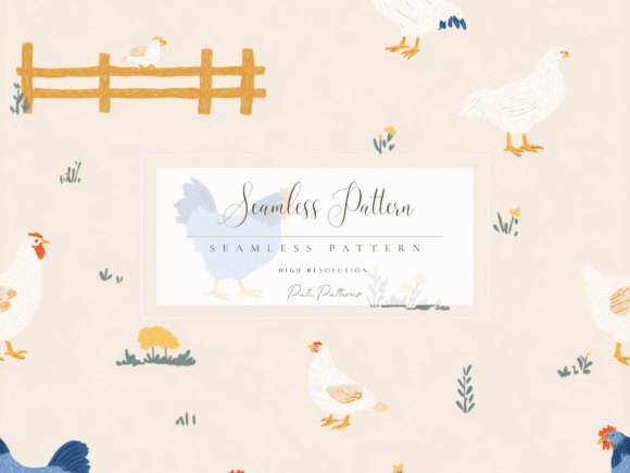 Farm Chicken Seamless Pattern PNG for Creative Projects