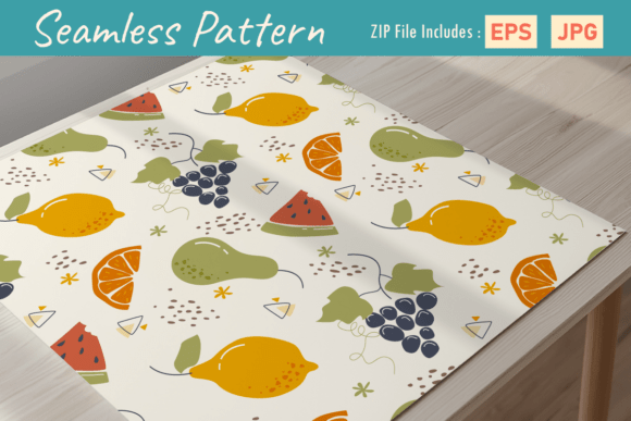 Fresh Summer Fruit Medley Seamless Print Guide