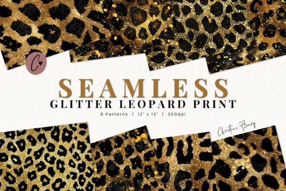 Unleash Creativity with High-Resolution Seamless Glitter Leopard Print Digital Paper