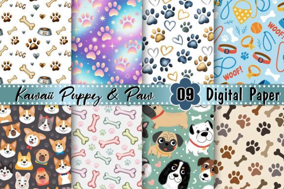 Unleashing Creativity with Adorable Kawaii Puppy Paw Digital Paper
