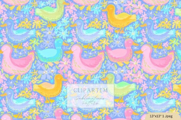 Unleashing Springtime Creativity with the Ducks Floral Seamless Pattern Blue Pink